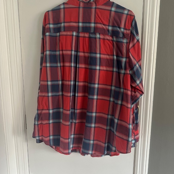St Johns Bay Women 2X red and blue flannel long sleeve shirt - Picture 6 of 6